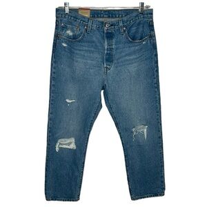 Levi’s 501 Original Cropped Distressed Denim Jeans NWT